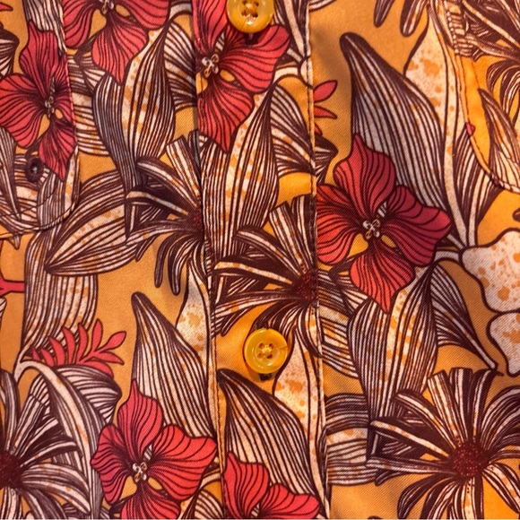 OCEAN COAST XXL MENS HAWAIIAN SHIRT ORANGE CORAL BUTTON DOWN SS POCKET - Picture 6 of 16